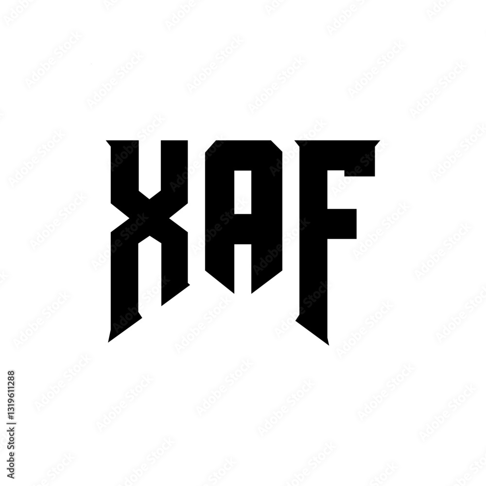 Obraz premium XAF letter logo design for technology company. XAF logo design black and white color combination. XAF logo, XAF vector, XAF design, XAF icon, XAF alphabet. XAF typography logo design.