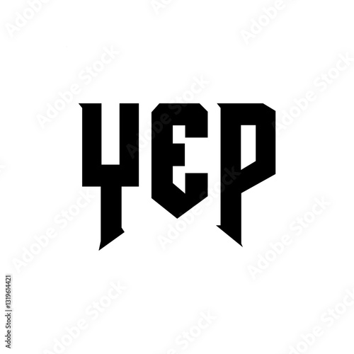 YEP letter logo design for technology company. YEP logo design black and white color combination. YEP logo, YEP vector, YEP design, YEP icon, YEP alphabet. YEP typography logo design.