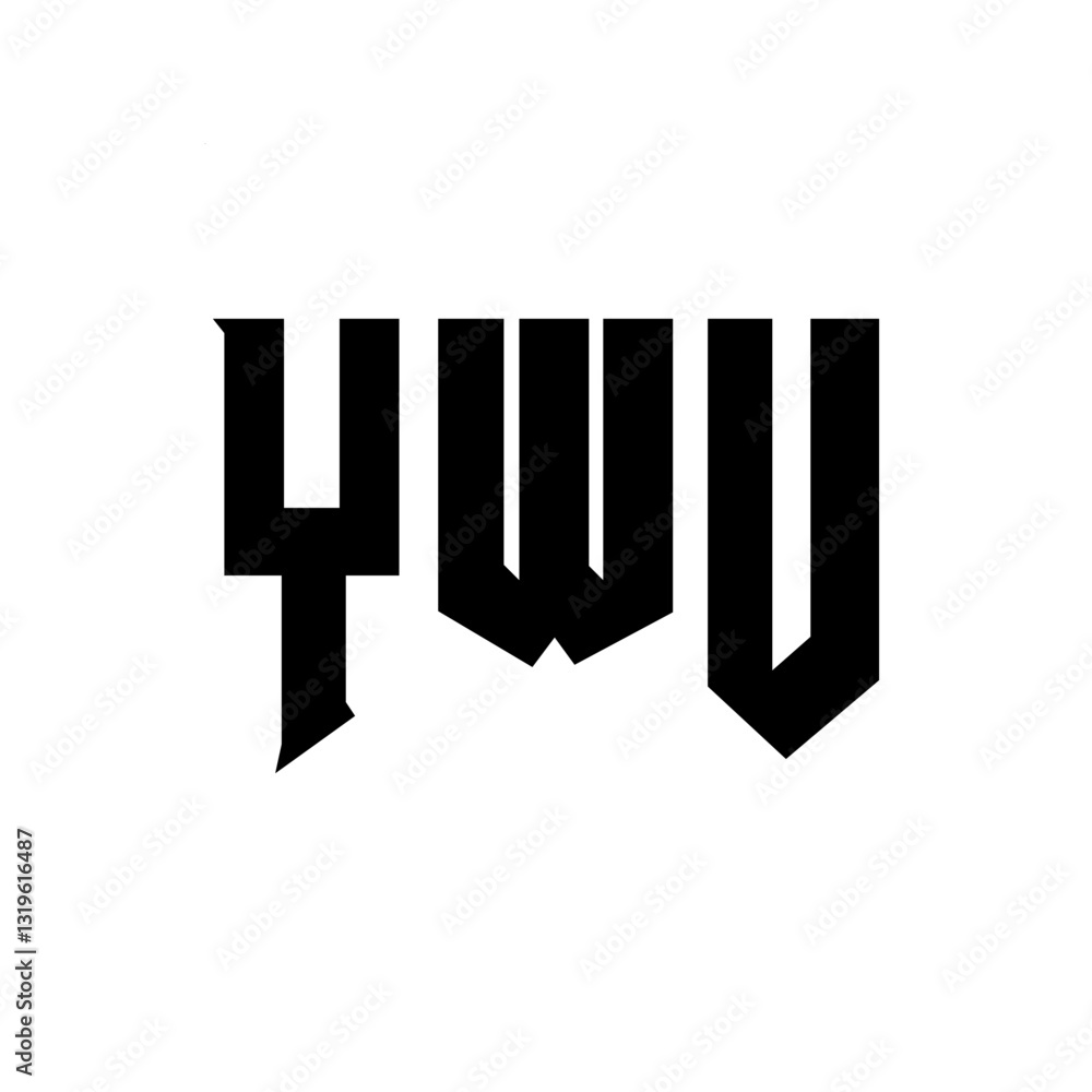 YWU letter logo design for technology company. YWU logo design black and white color combination. YWU logo, YWU vector, YWU design, YWU icon, YWU alphabet. YWU typography logo design.
