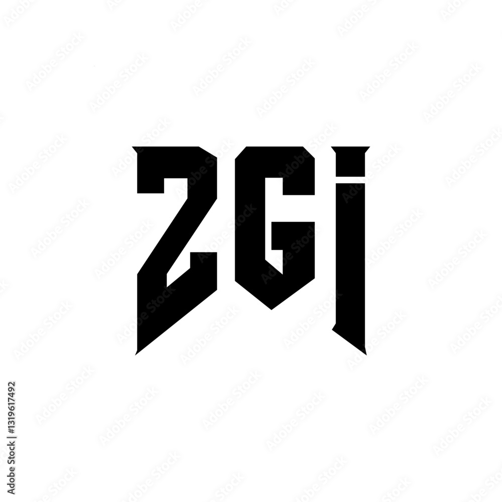 Obraz premium ZGI letter logo design for technology company. ZGI logo design black and white color combination. ZGI logo, ZGI vector, ZGI design, ZGI icon, ZGI alphabet. ZGI typography logo design.