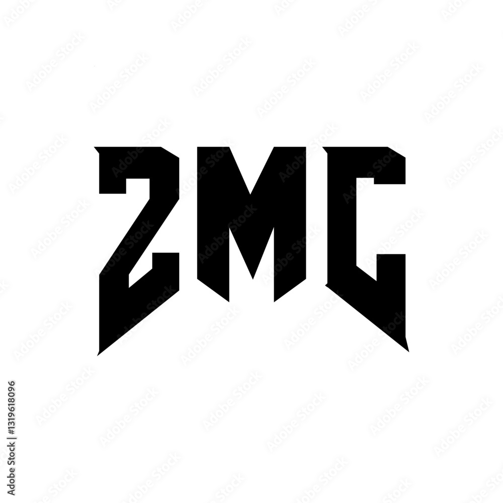 Fototapeta premium ZMC letter logo design for technology company. ZMC logo design black and white color combination. ZMC logo, ZMC vector, ZMC design, ZMC icon, ZMC alphabet. ZMC typography logo design.