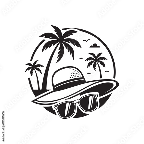 summer vibes silhouette vector logo design