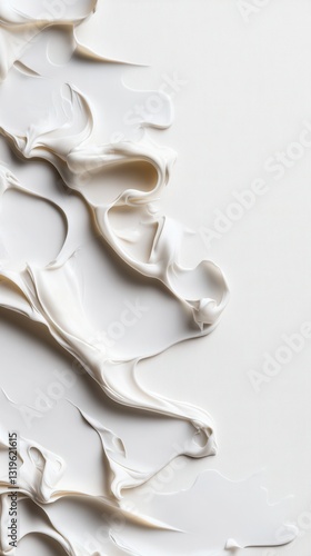 A white background with a white line of cream on it