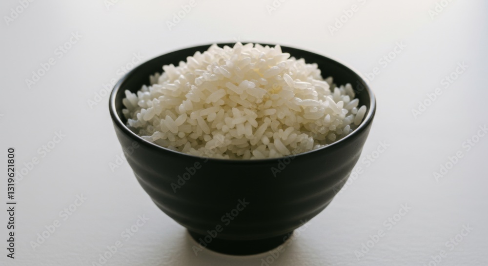 Bowl of Cooked White Rice on Black Background for Food Photography Bowl of Cooked White Rice on Black Background for Food Photography