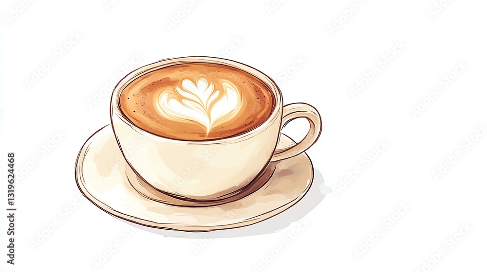 Obraz premium A beautifully crafted latte in a white cup.