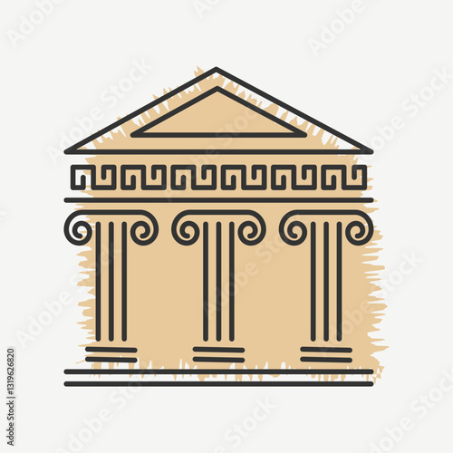 Athens, Greece. Ancient Greek temple. Linear image.