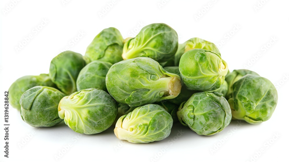 Fresh green Brussels sprouts on white background. Fresh green Brussels sprouts on white background.