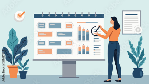 Efficient weekly planning organizer business schedule professional manager productivity balance work flow management vector graphic effective strategy time management.