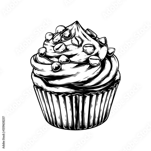 vector line art drawing illustration of a cake