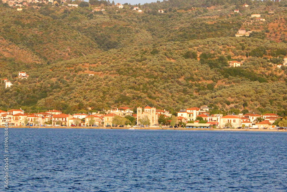 Fototapeta premium View of the sea and old town - Greece