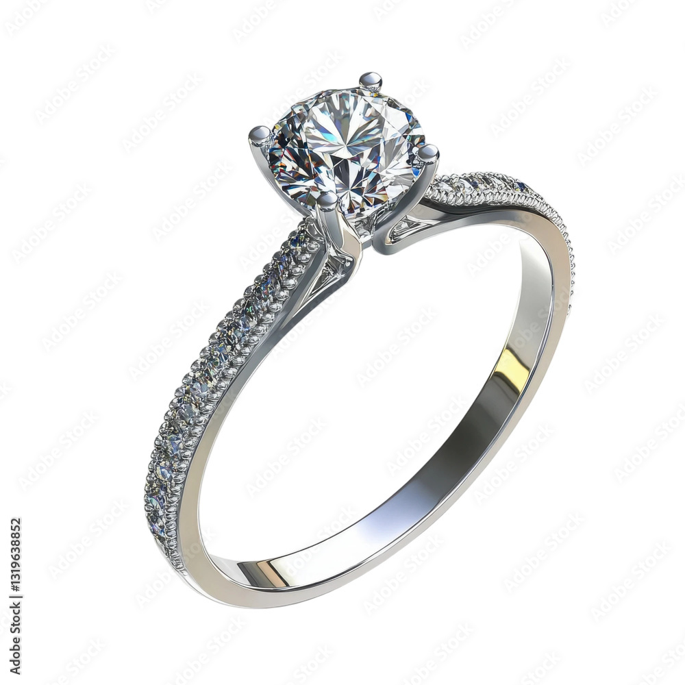 Sparkling Solitaire Diamond Engagement Ring with Pave Band Elegant Jewelry Design Sparkling Solitaire Diamond Engagement Ring with Pave Band Elegant Jewelry Design