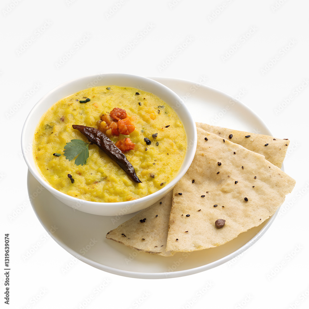 khichd served with roti on plate khichd served with roti on plate
