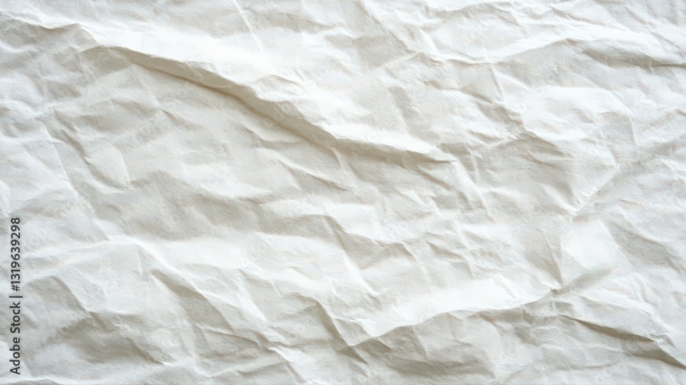 Crumpled Off-White Fabric Texture: Detailed Close-Up View Crumpled Off-White Fabric Texture: Detailed Close-Up View