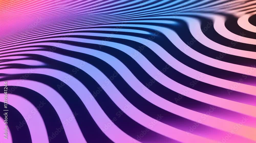 A colorful wave pattern with a purple and blue background A colorful wave pattern with a purple and blue background