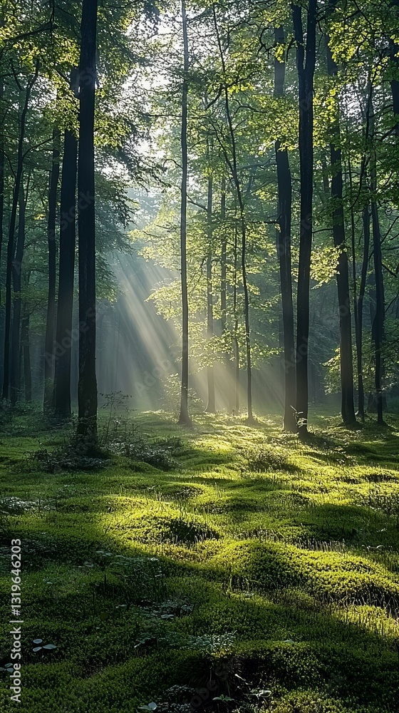 Obraz premium morning mist shrouds the valleys of the forest