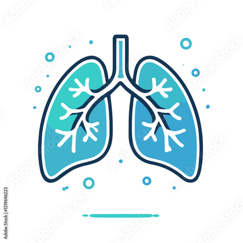 Stylized illustration of lungs with branching airways on a light background