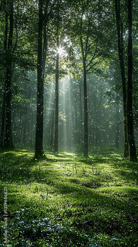 Obraz premium morning mist shrouds the valleys of the forest