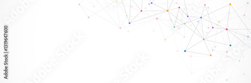 Vector illustration of minimalistic design with connecting the dots and lines. Abstract geometric background of science and technology concept