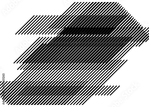Modern striped pattern of thin black parallel lines on a white background. Abstract vector background for covers, advertising, interior. design element. Striped broken stripes