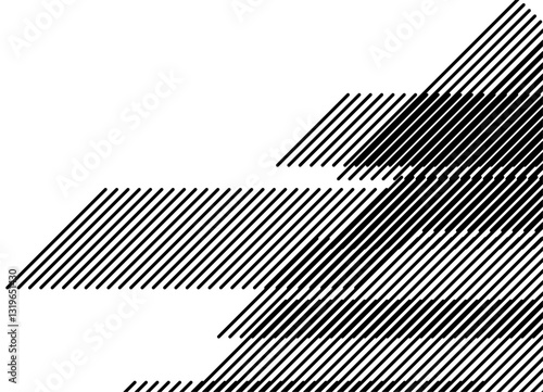 Modern striped pattern of thin black parallel lines on a white background. Abstract vector background for covers, advertising, interior. design element. Striped broken stripes and geometric shapes