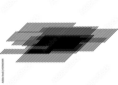 Spot. Modern striped pattern of thin black parallel lines on a white background. Abstract vector background for covers, advertising, interior. design element. Striped broken stripes and geometric shap