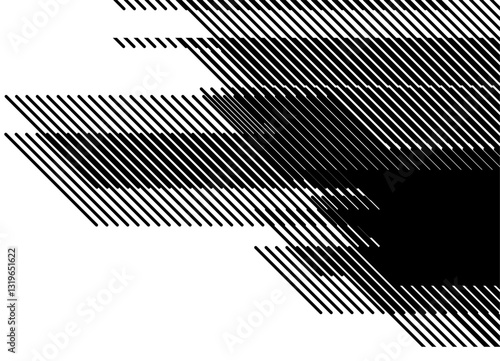 Modern striped pattern of thin black parallel lines on a white background with a gradient. Abstract black and white vector background for covers, advertising, interior. design element.