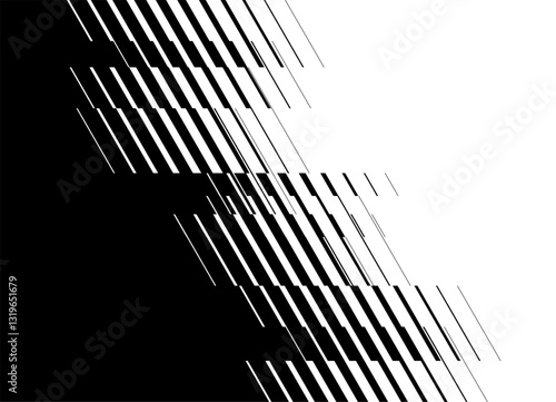 Vector transition from black to white of thin oblique parallel lines. Abstract vector background for covers, advertising, interior. design element. Striped pattern.