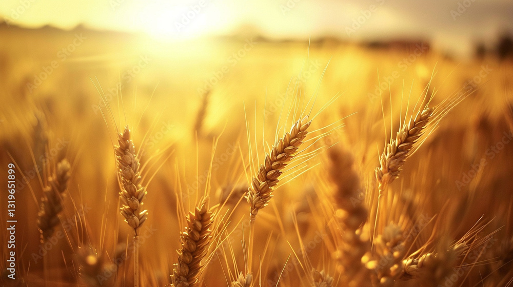 A golden wheat field gently swaying under a soft summer breeze. A golden wheat field gently swaying under a soft summer breeze.