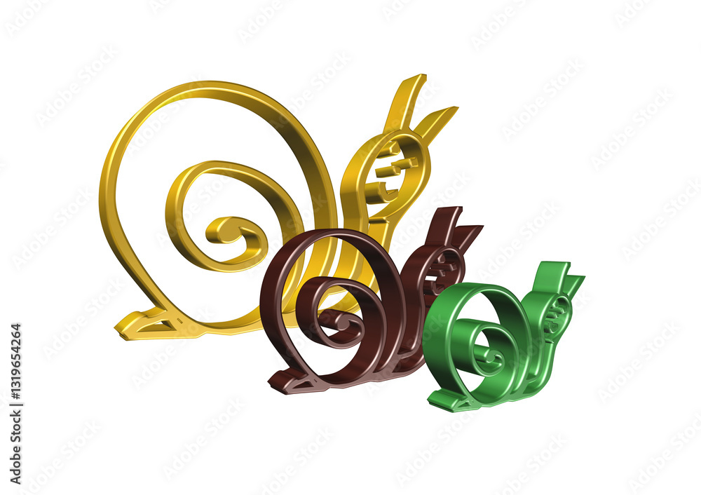 ślimaki, rysunek, ilustracja, 3d, symbol, projekt