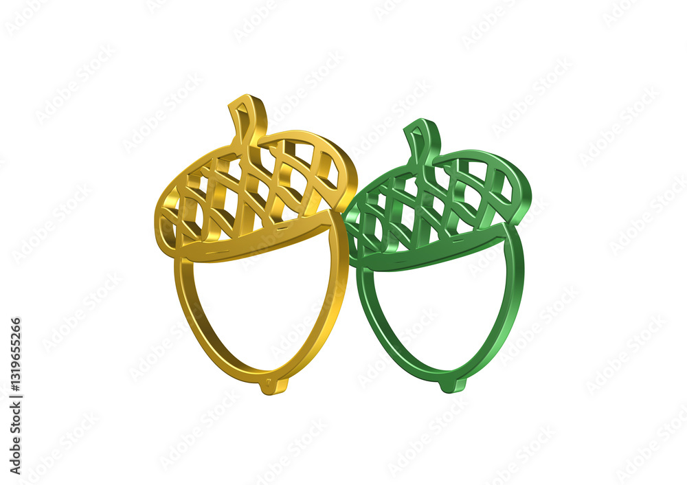 żołądzie, rysunek, ilustracja, 3d, symbol, projekt