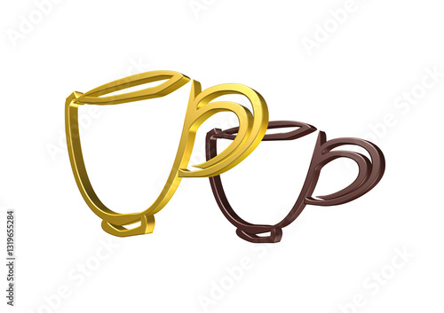 Obraz na płótnie filiżanki, rysunek, ilustracja, 3d, symbol, projekt w salonie