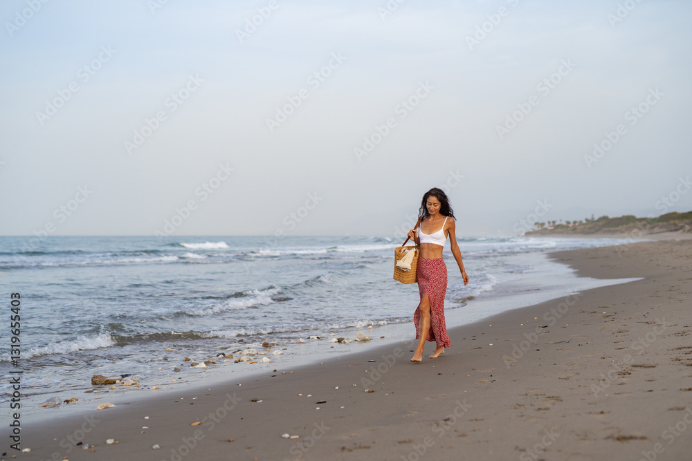 Woman Running Happily on the Beach Woman Running Happily on the Beach