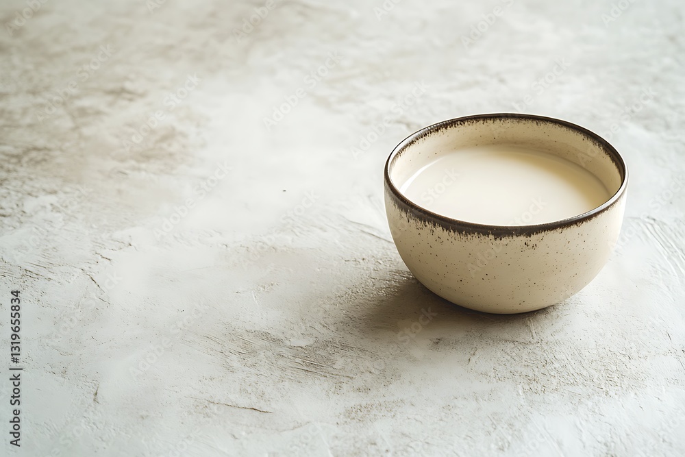 Creamy Milk in a Rustic Bowl Creamy Milk in a Rustic Bowl