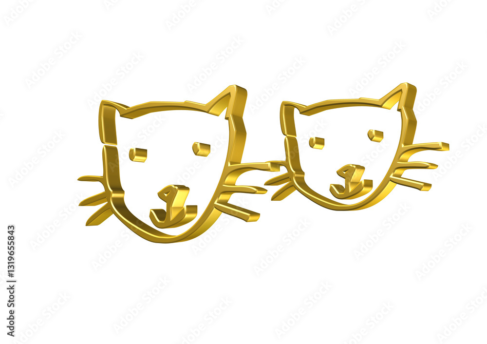 kot, rysunek, ilustracja, 3d, symbol, projekt