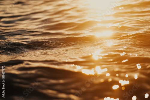 Golden Sunlight Reflecting on Gentle Ocean Waves at Sunset
