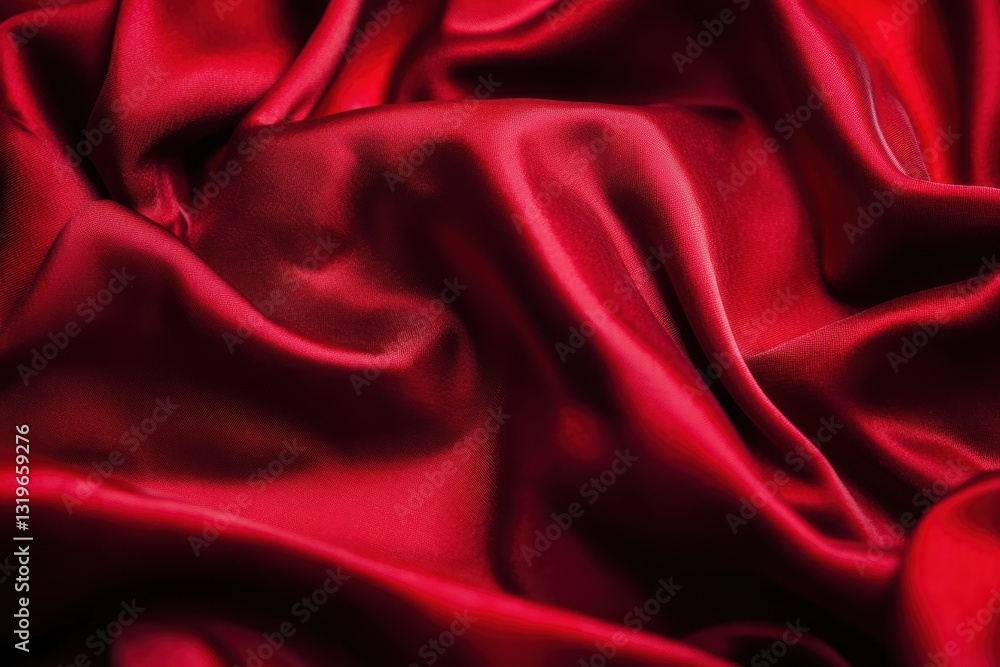 Luxurious Red Silk Fabric with Elegant Folds and Soft Texture Luxurious Red Silk Fabric with Elegant Folds and Soft Texture