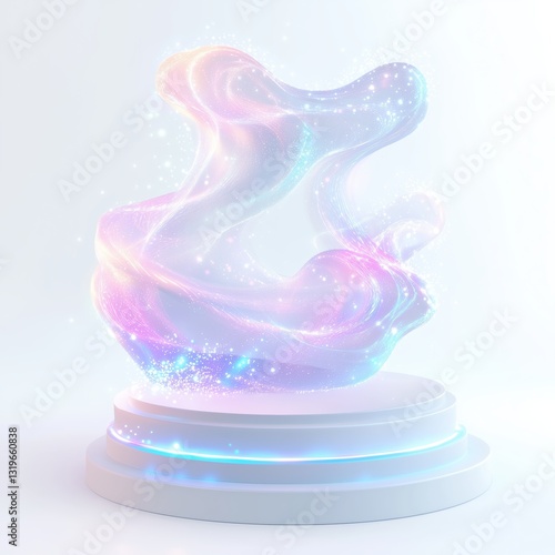 Floating podium with smooth abstract design illuminated by soft colors