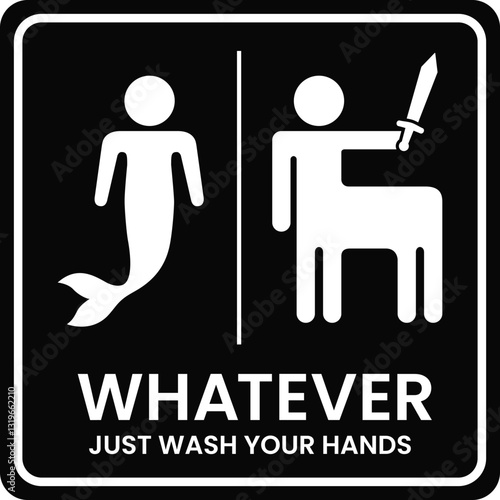 Funny Gender Neutral Restroom Sign | Signage for All Gender Bathrooms | Humorous WC Sign | Mermaid and Centaur Facilities | Mythological Creature Pictograms