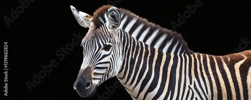 A majestic zebra with distinctive black and white striped coat