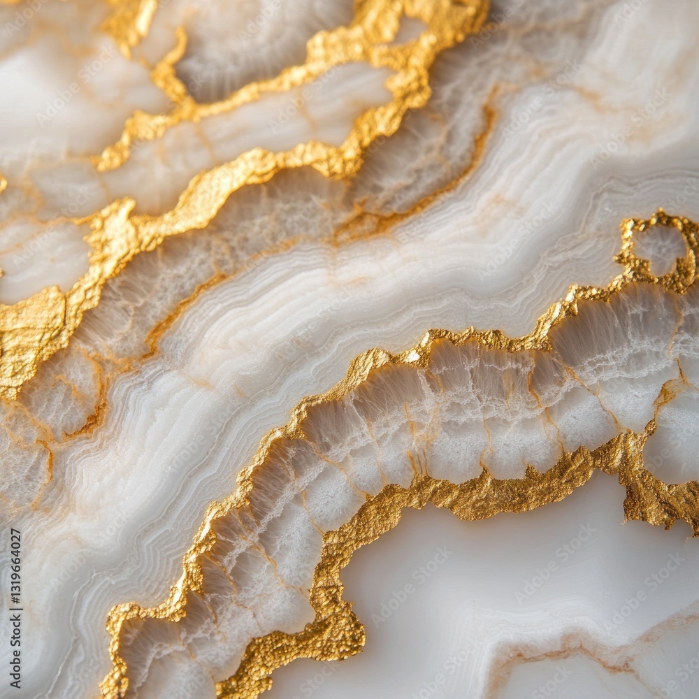 Close-up of white onyx stone with gold veins. Close-up of white onyx stone with gold veins.