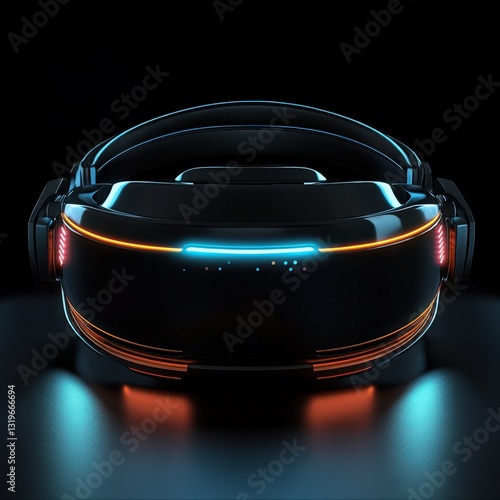 Futuristic 3D virtual meeting headset with sleek design