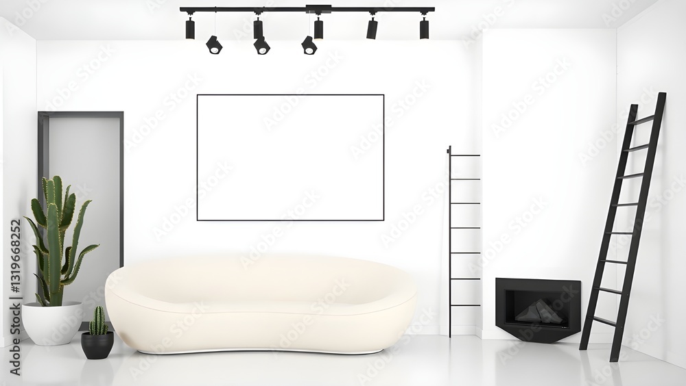 Fototapeta premium modern contemporary living room with mockup poster frame
