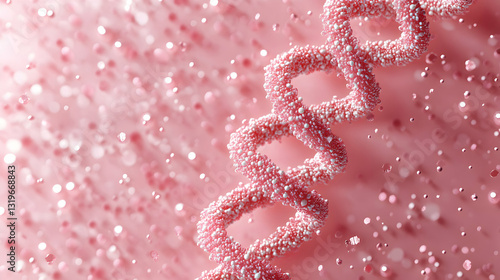 Pink DNA Strand, Genetic Code, Cellular Structure,  Life's Blueprint, Molecular Biology, Scientific Research
