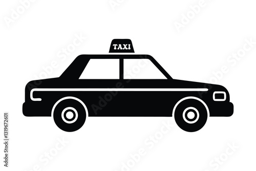 Silhouette of a taxi cab with a roof sign vector art illustration.eps