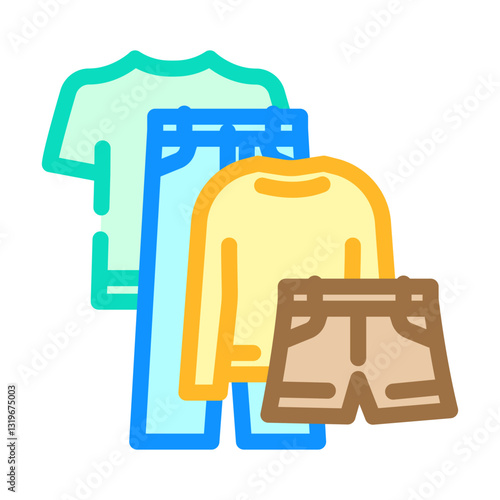 capsule wardrobe thrift driven fashion color icon vector illustration