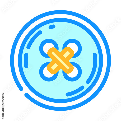 button and thread thrift driven fashion color icon vector illustration