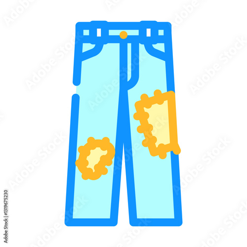 jeans patches thrift driven fashion color icon vector illustration