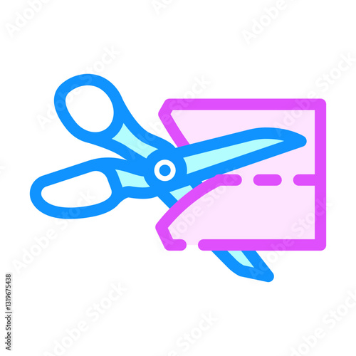 scissors cutting fabric thrift driven fashion color icon vector illustration