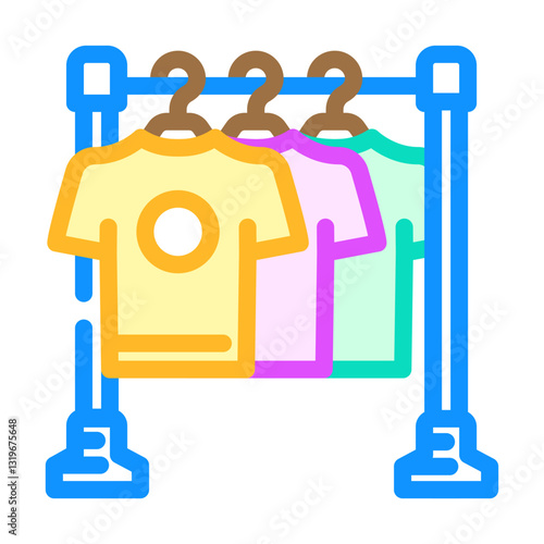 hanger clothes thrift driven fashion color icon vector illustration