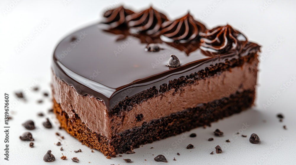Glossy Chocolate Cake Slice, Studio Shot Glossy Chocolate Cake Slice, Studio Shot